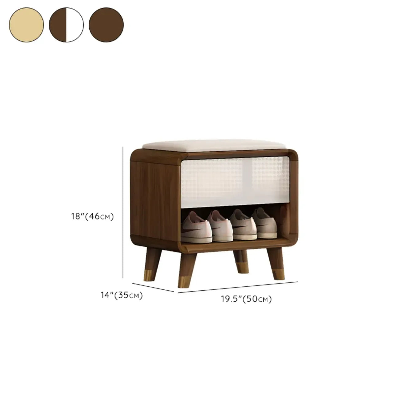 Banc de rangement à chaussures en bois naturel avec tiroirs pour entrée