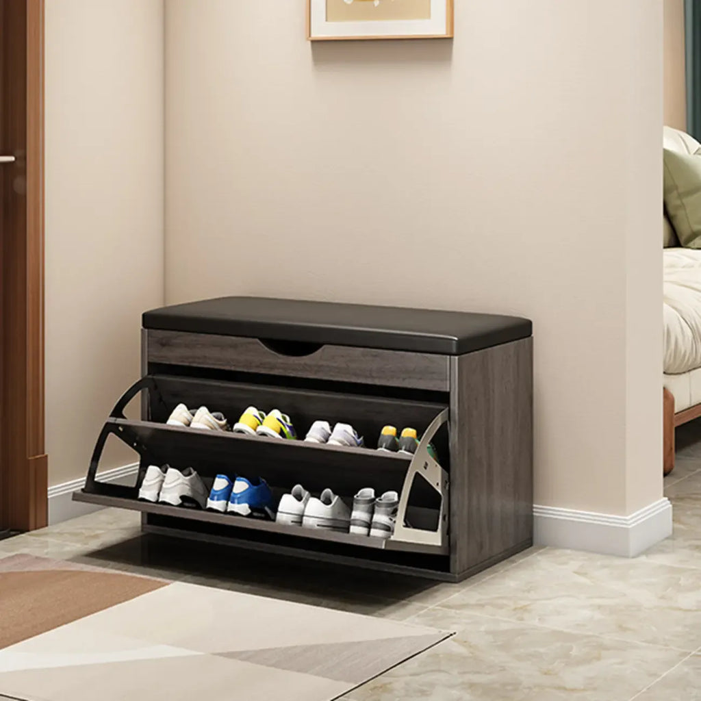 Banc d'entrée avec rangement à chaussures rabattable et couvercle à charnières