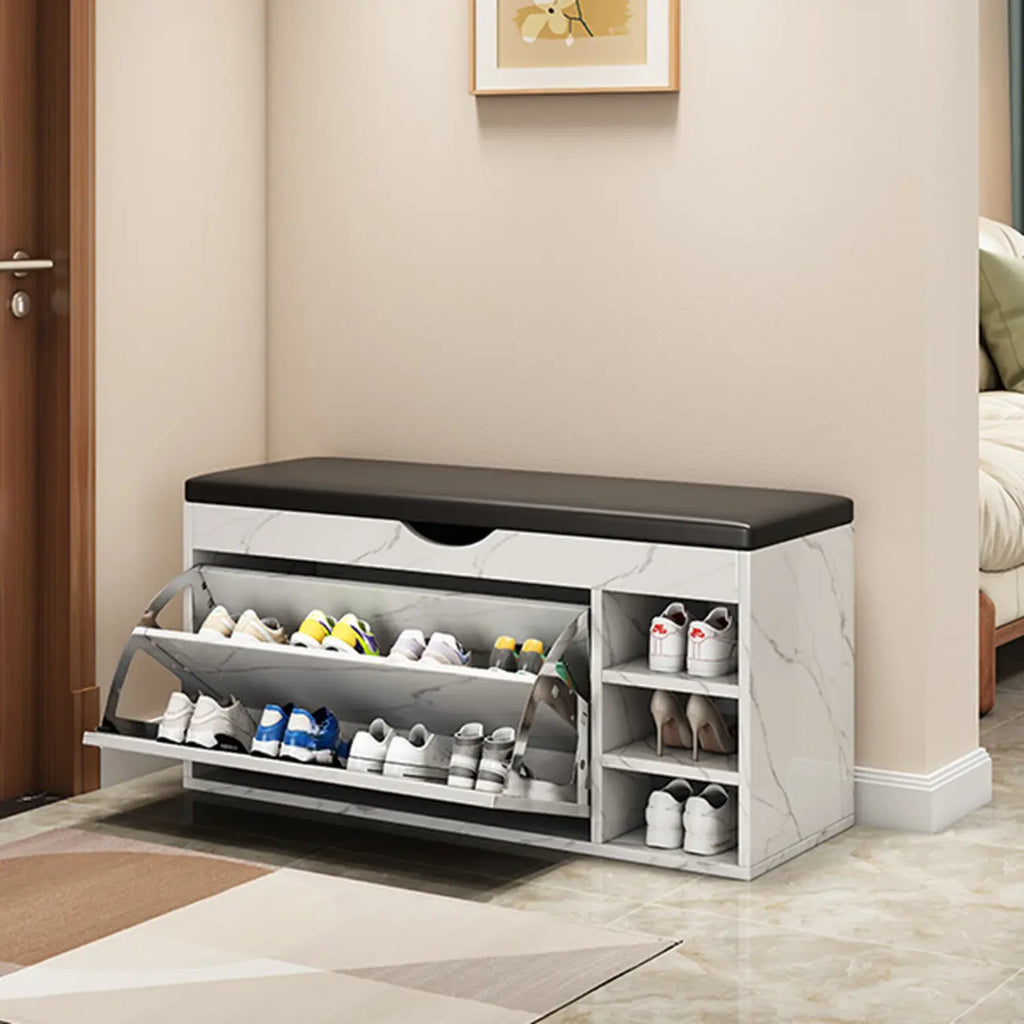 Banc d'entrée avec rangement à chaussures rabattable et couvercle à charnières