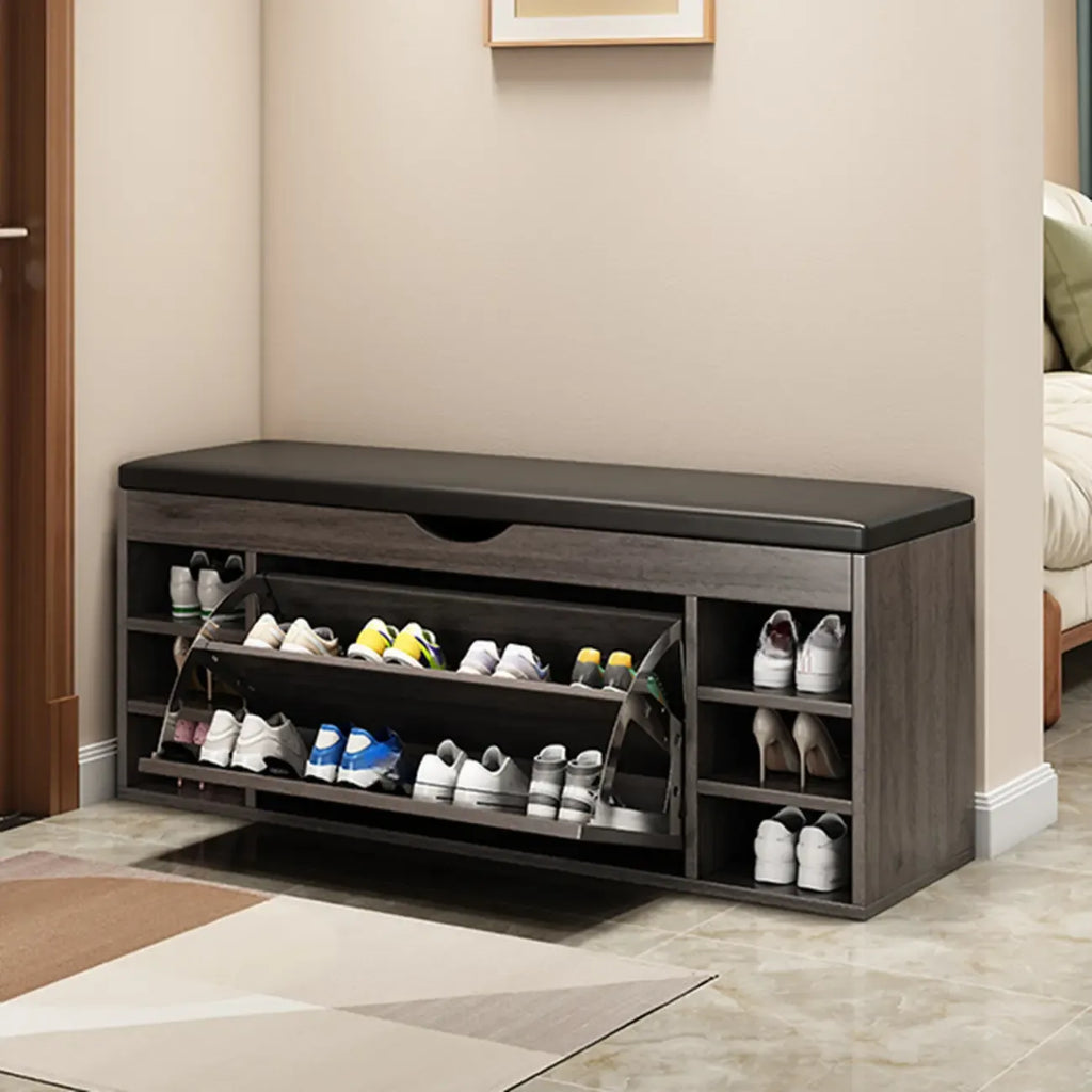 Banc d'entrée avec rangement à chaussures rabattable et couvercle à charnières