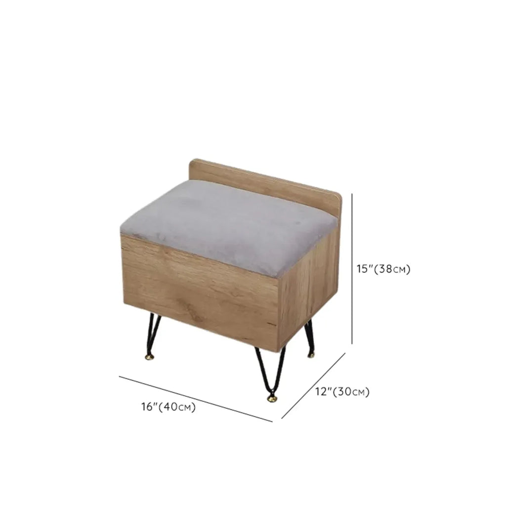 Banc de rangement à chaussures rembourré Nordic Wood à couvercle relevable