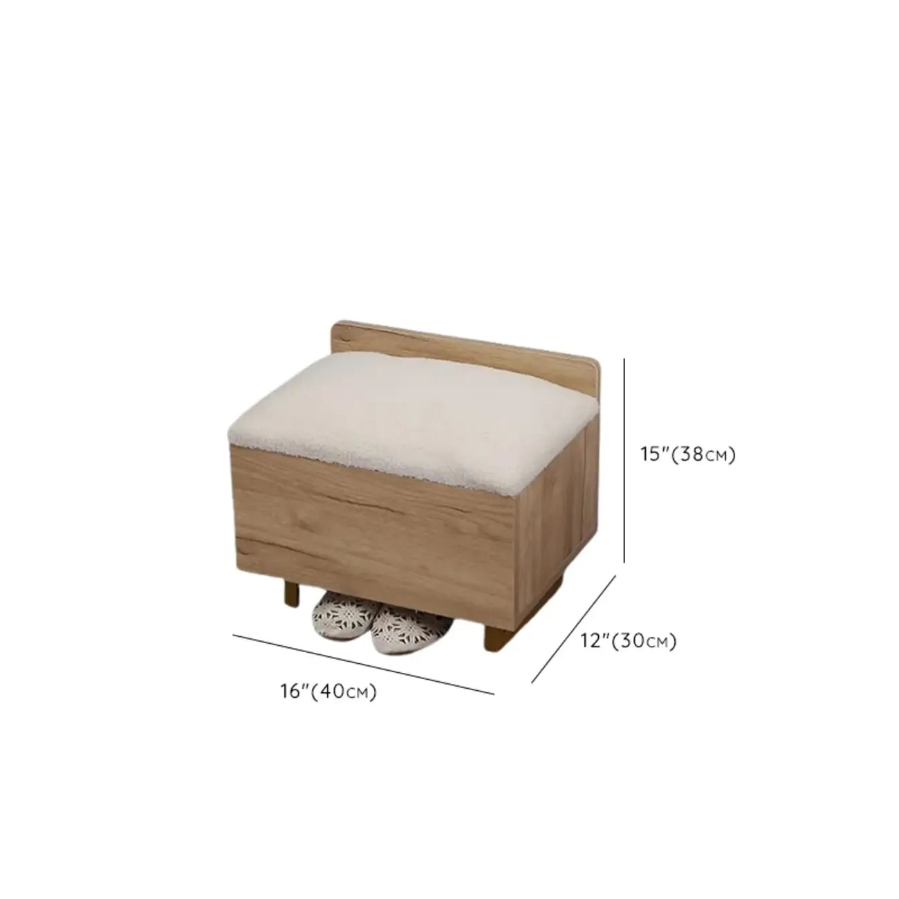 Banc de rangement à chaussures rembourré Nordic Wood à couvercle relevable
