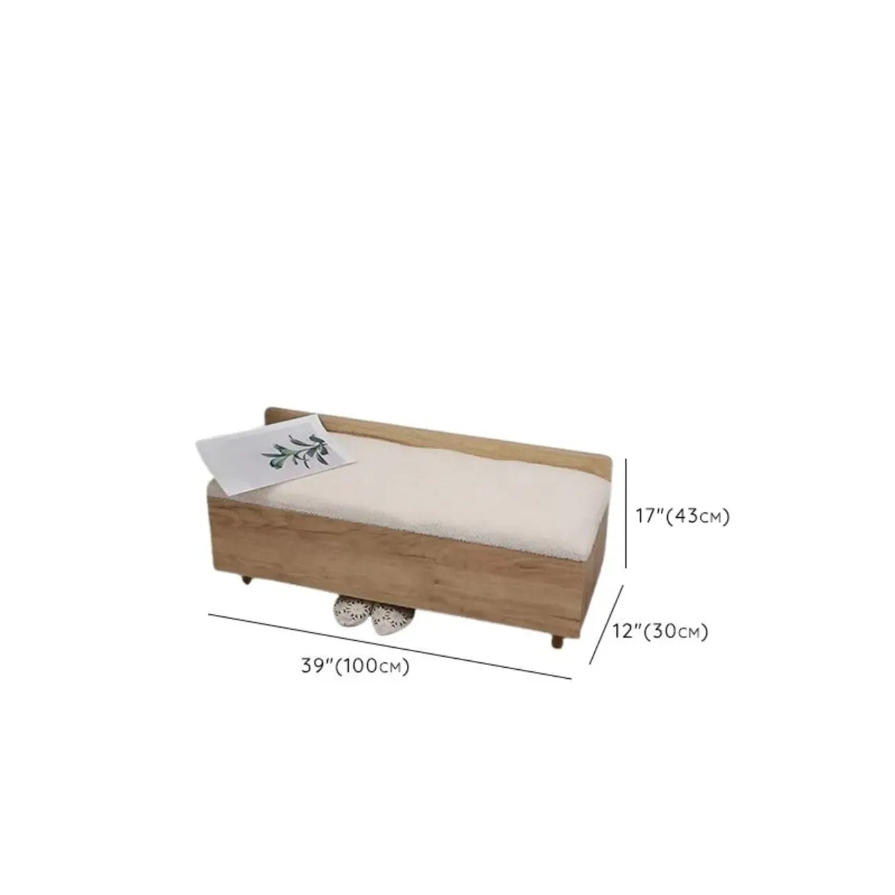 Banc de rangement à chaussures rembourré Nordic Wood à couvercle relevable