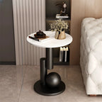 Table d'appoint ronde glamour avec plateau en pierre et piètement abstrait