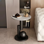 Table d'appoint ronde glamour avec plateau en pierre et piètement abstrait