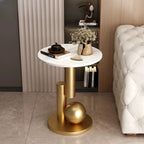 Table d'appoint ronde glamour avec plateau en pierre et piètement abstrait