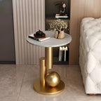 Table d'appoint ronde glamour avec plateau en pierre et piètement abstrait