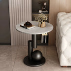 Table d'appoint ronde glamour avec plateau en pierre et piètement abstrait
