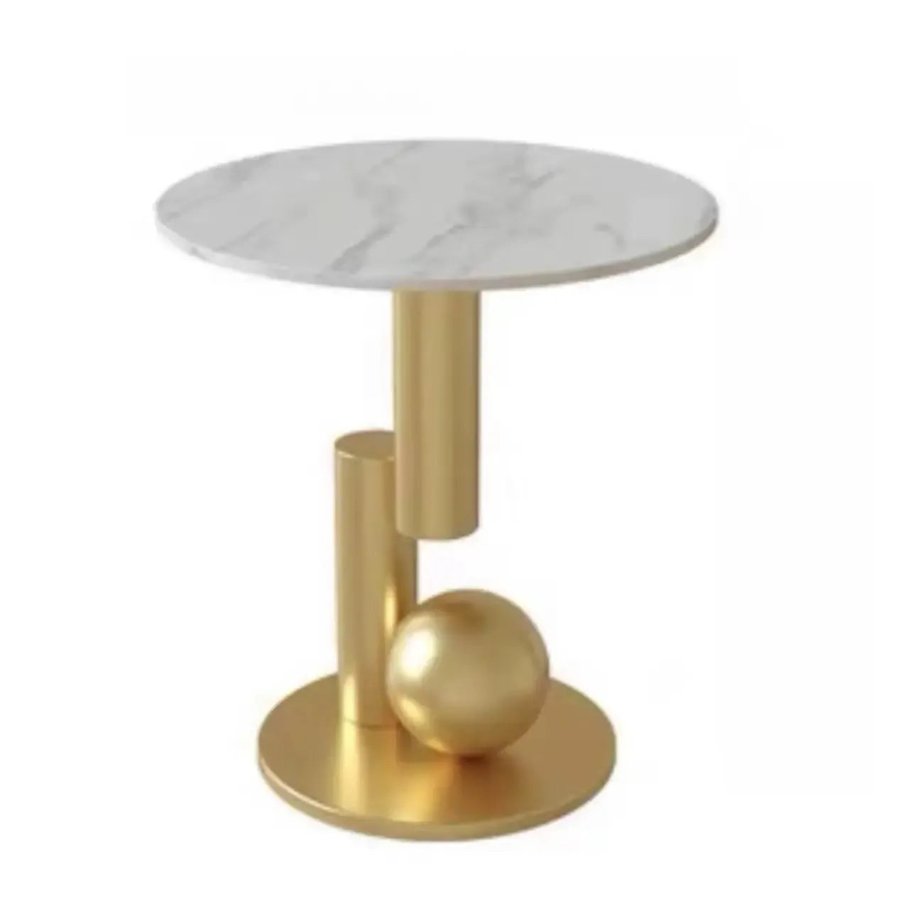 Table d'appoint ronde glamour avec plateau en pierre et piètement abstrait