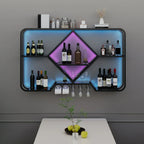 Porte-verres à vin mural en métal doré à motif diamant