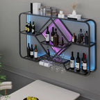Porte-verres à vin mural en métal doré à motif diamant