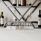 Porte-verres à vin mural en métal doré à motif diamant