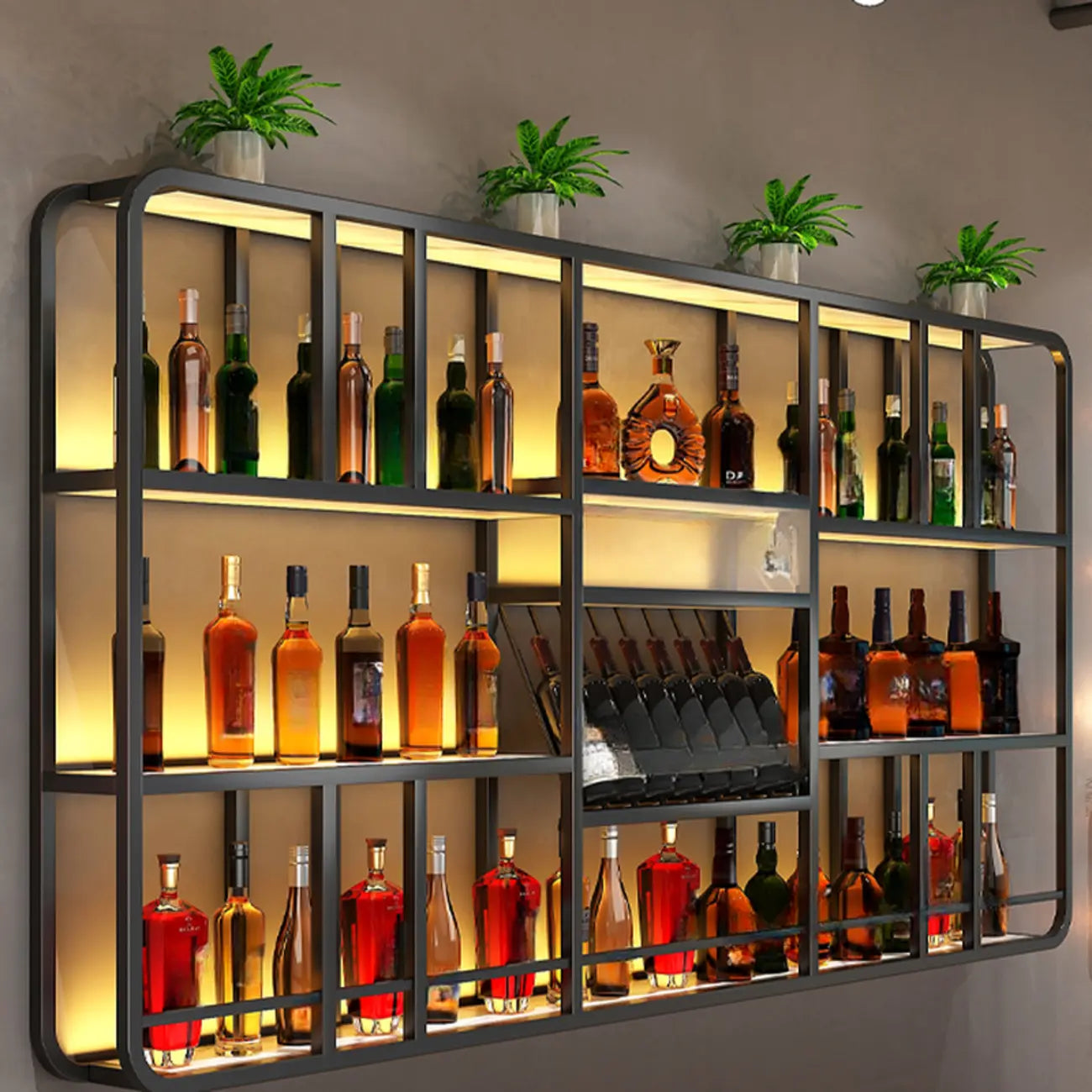 Porte-bouteilles de vin mural ouvert Glam Gold