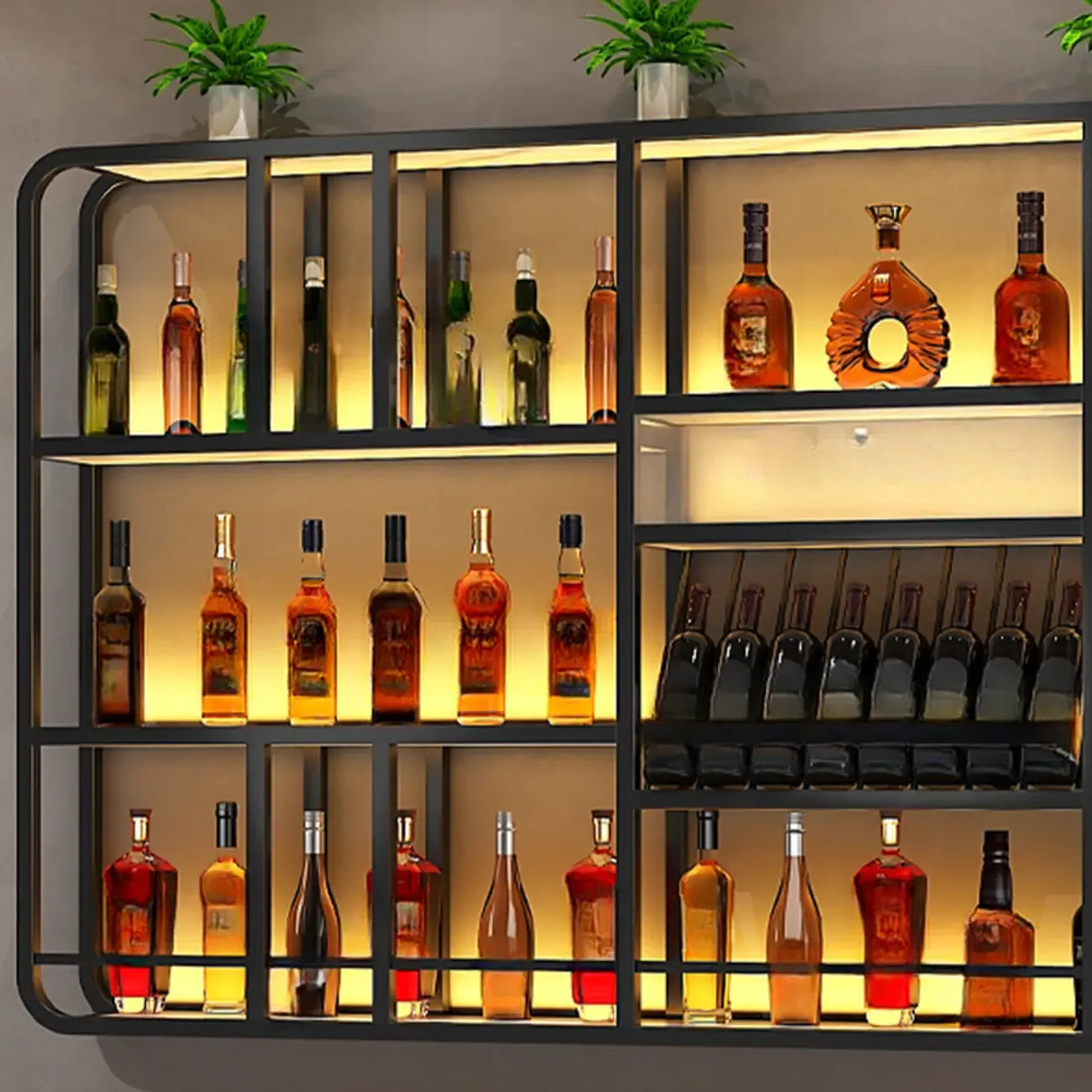 Porte-bouteilles de vin mural ouvert Glam Gold