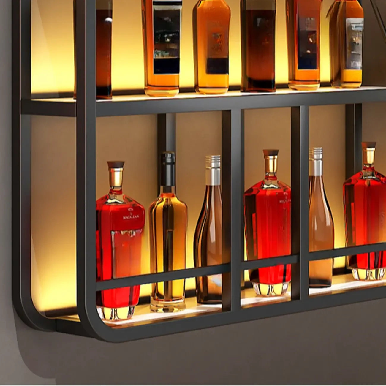 Porte-bouteilles de vin mural ouvert Glam Gold