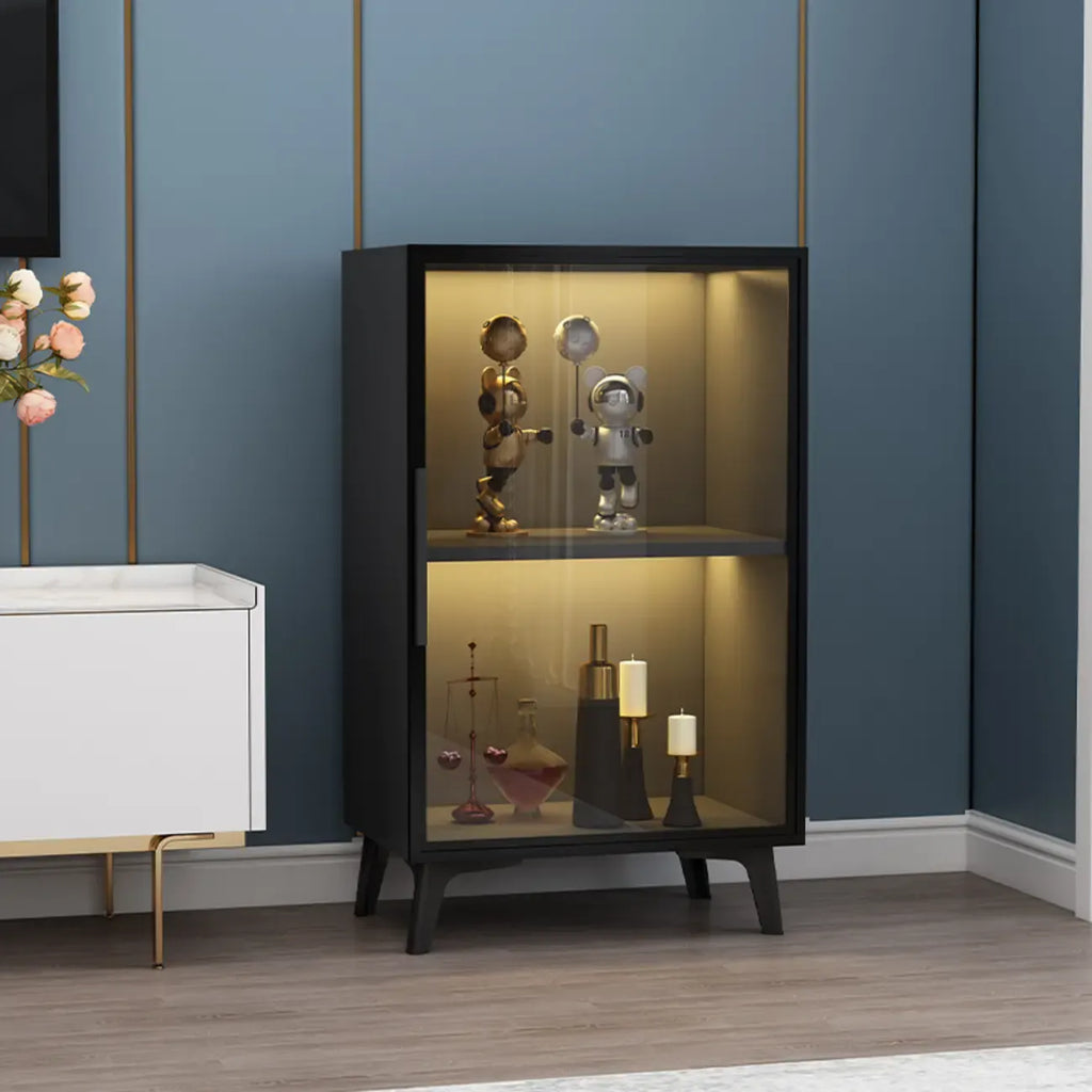 Vitrine compacte autoportante en bois et verre