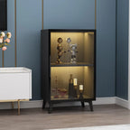 Vitrine compacte autoportante en bois et verre