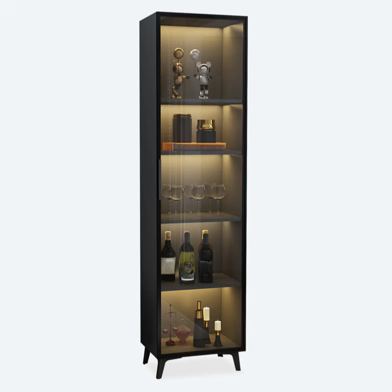 Vitrine compacte autoportante en bois et verre