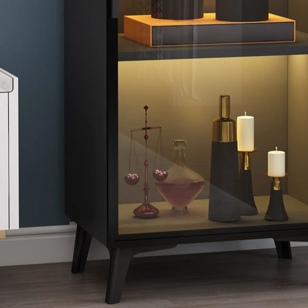 Vitrine compacte autoportante en bois et verre