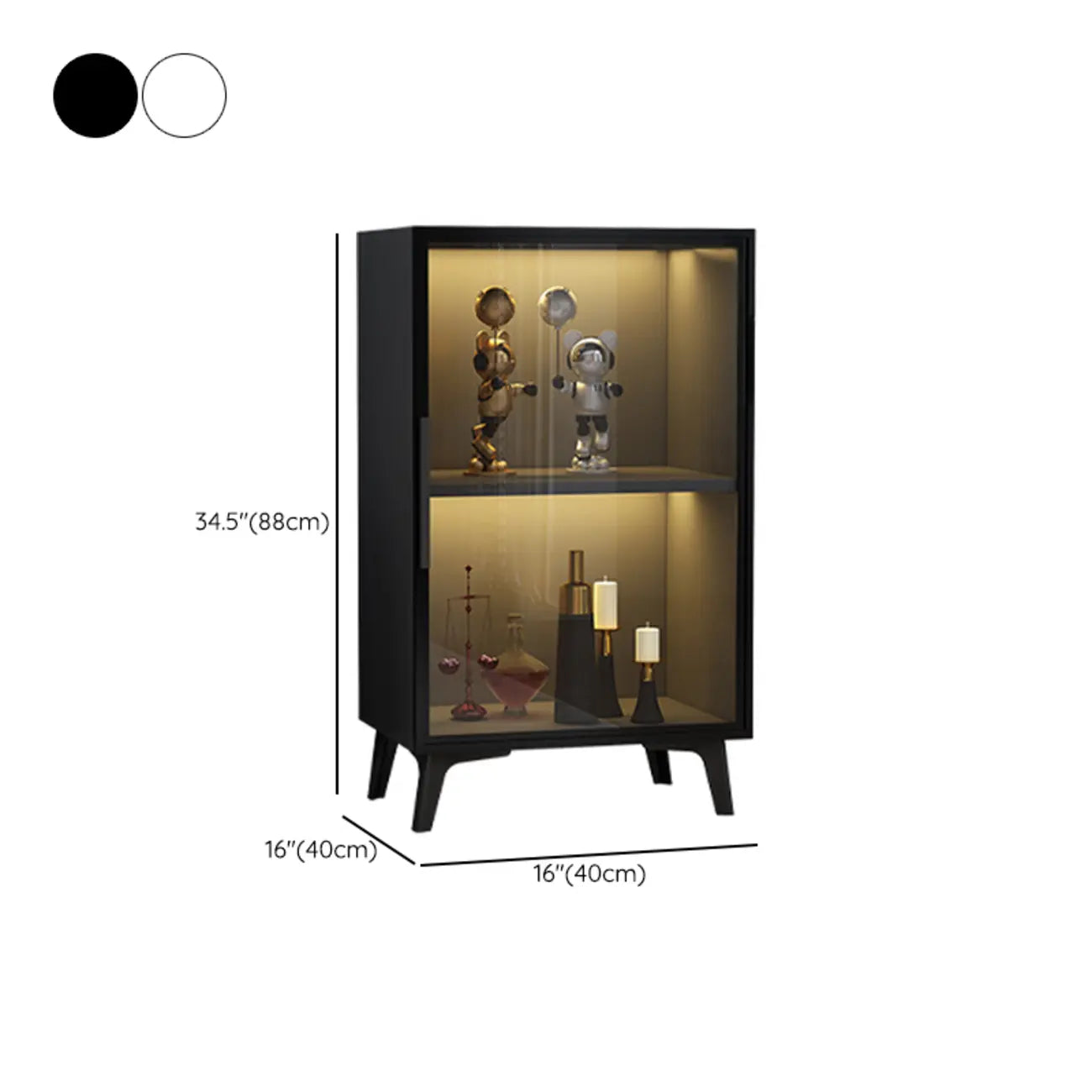 Vitrine compacte autoportante en bois et verre