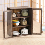 Vitrine autoportante en bois marron pour cuisine