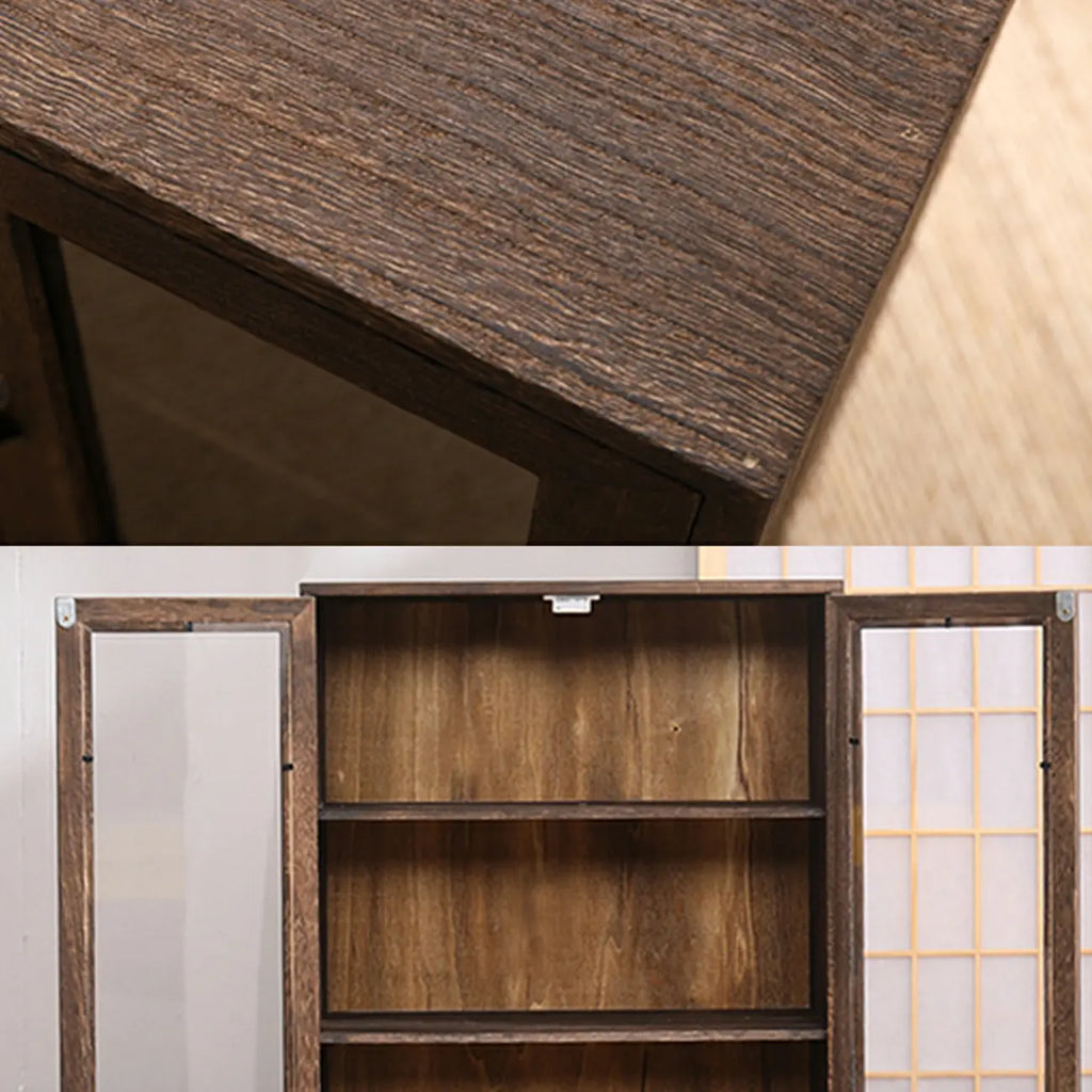 Vitrine autoportante en bois marron pour cuisine