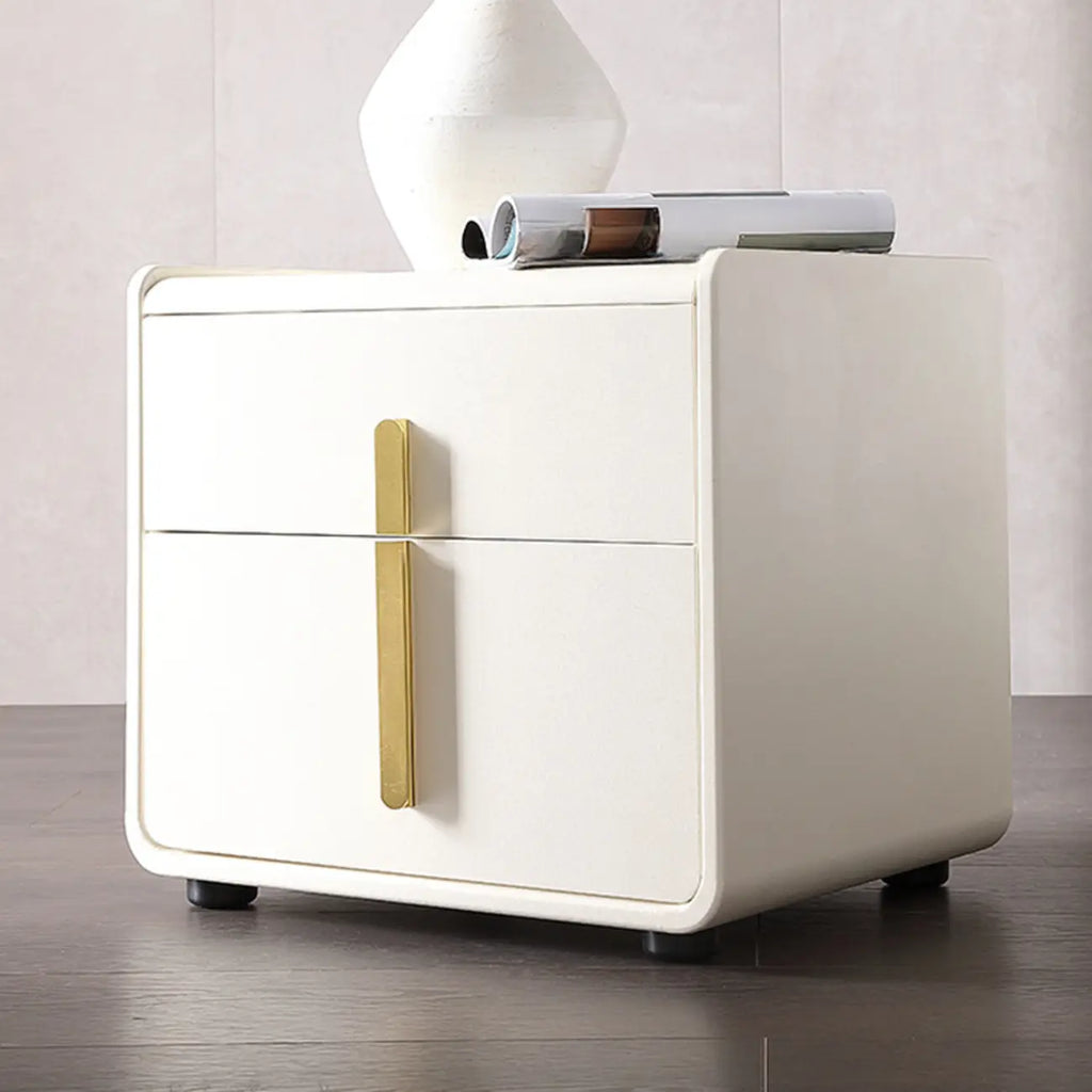 Table de chevet moderne – Table de nuit blanche en similicuir