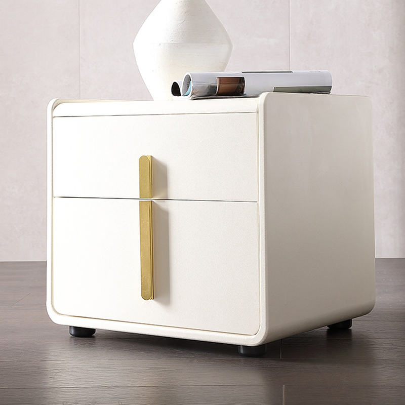 Table de chevet moderne – Table de nuit blanche en similicuir