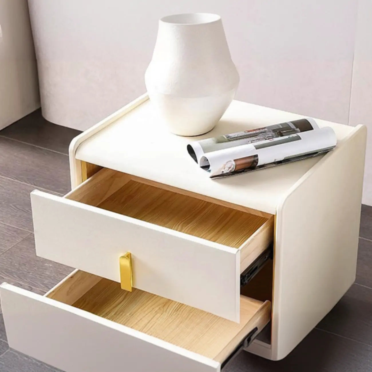 Table de chevet moderne – Table de nuit blanche en similicuir