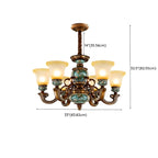 Lustre classique à motif floral en cuivre et verre dépoli céramique