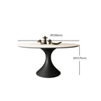 Table de salle à manger ronde moderne avec pied noir et plateau en pierre blanche