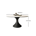 Table de salle à manger ronde moderne avec pied noir et plateau en pierre blanche