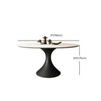 Table de salle à manger ronde moderne avec pied noir et plateau en pierre blanche