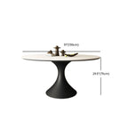 Table de salle à manger ronde moderne avec pied noir et plateau en pierre blanche