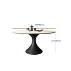 Table de salle à manger ronde moderne avec pied noir et plateau en pierre blanche