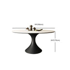 Table de salle à manger ronde moderne avec pied noir et plateau en pierre blanche