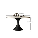 Table de salle à manger ronde moderne avec pied noir et plateau en pierre blanche