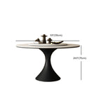 Table de salle à manger ronde moderne avec pied noir et plateau en pierre blanche