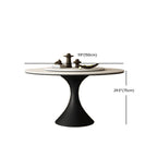 Table de salle à manger ronde moderne avec pied noir et plateau en pierre blanche