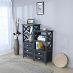 Libreria Antica Chic con Schienale Aperto in Legno Nero
