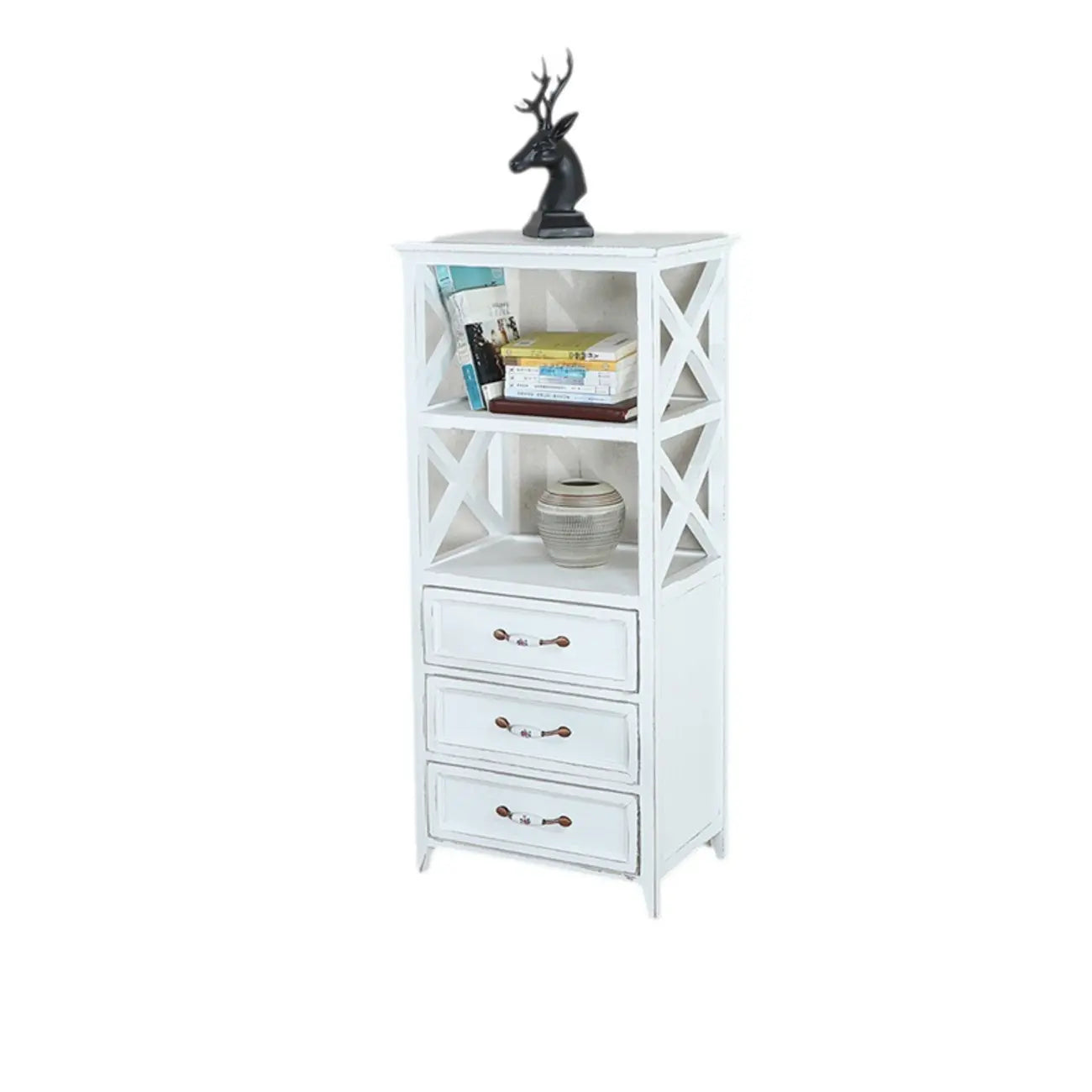 Libreria Antica Chic con Schienale Aperto in Legno Nero