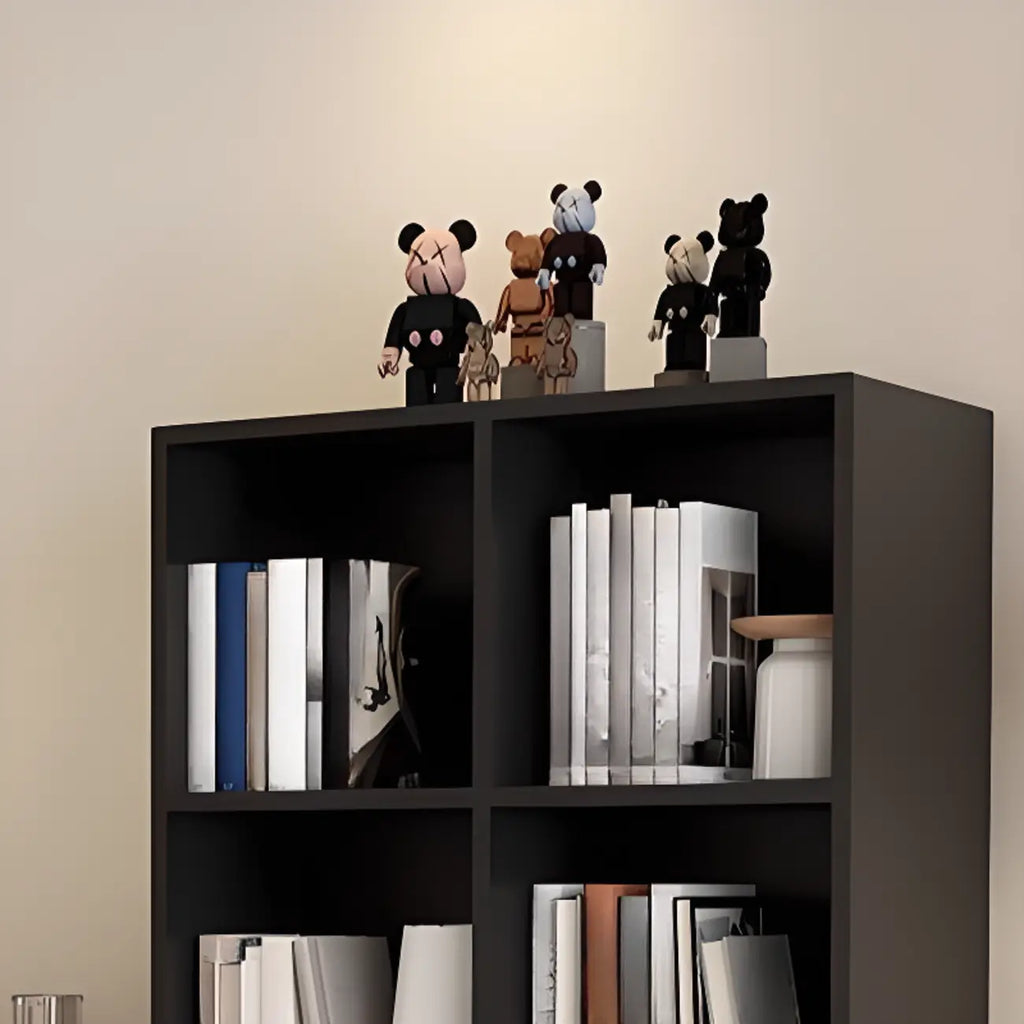 Bibliothèque cubique courte en bois noir avec tiroirs