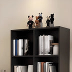 Bibliothèque cubique courte en bois noir avec tiroirs
