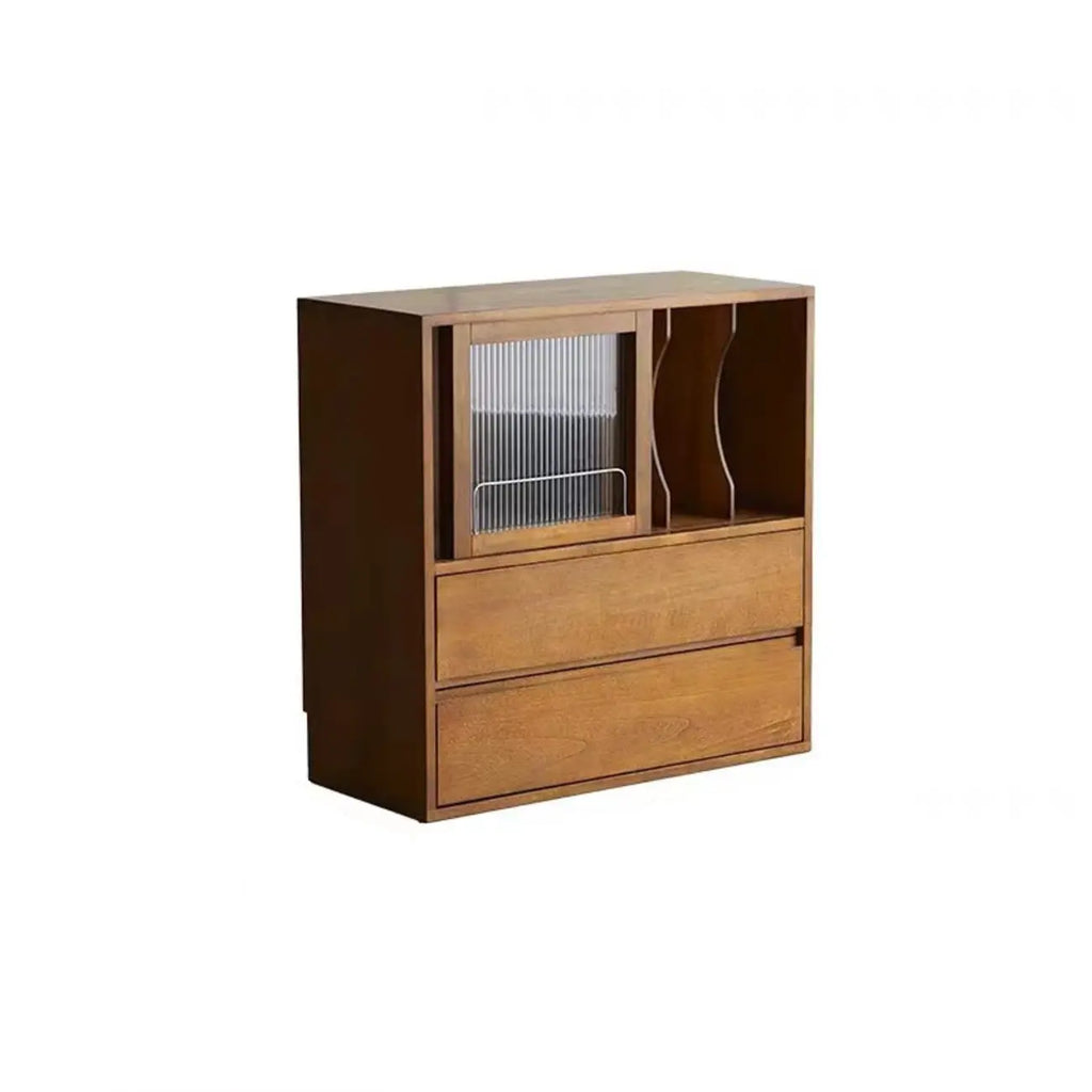 Bibliothèque cubique courte en bois noir avec tiroirs