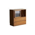 Bibliothèque cubique courte en bois noir avec tiroirs