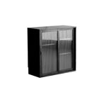 Bibliothèque cubique courte en bois noir avec tiroirs