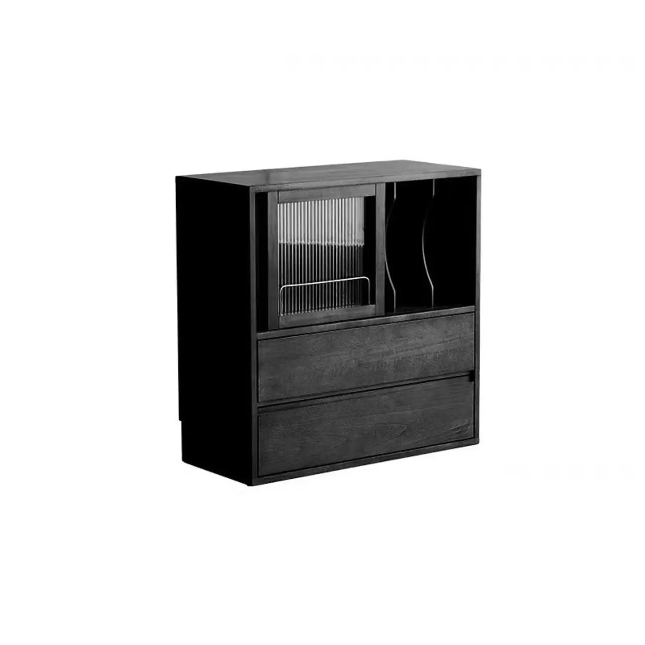 Bibliothèque cubique courte en bois noir avec tiroirs