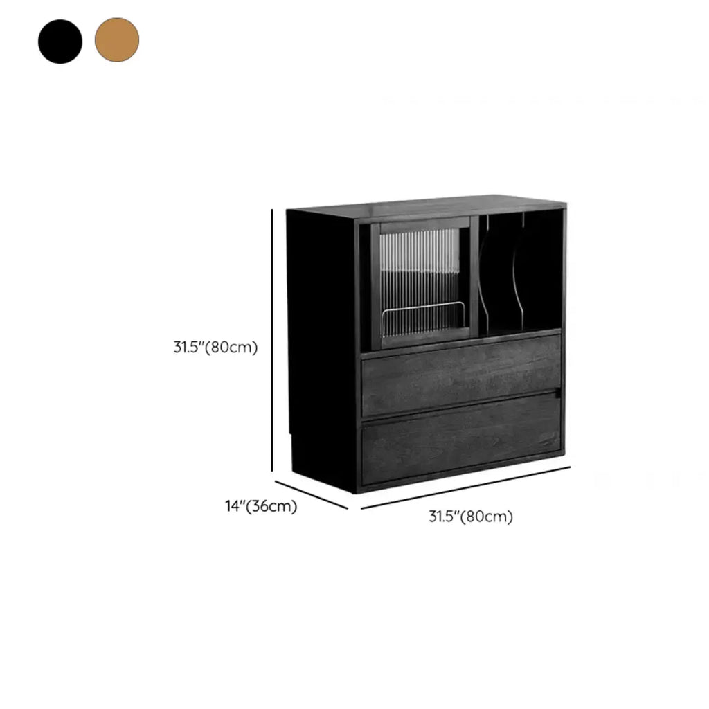 Bibliothèque cubique courte en bois noir avec tiroirs
