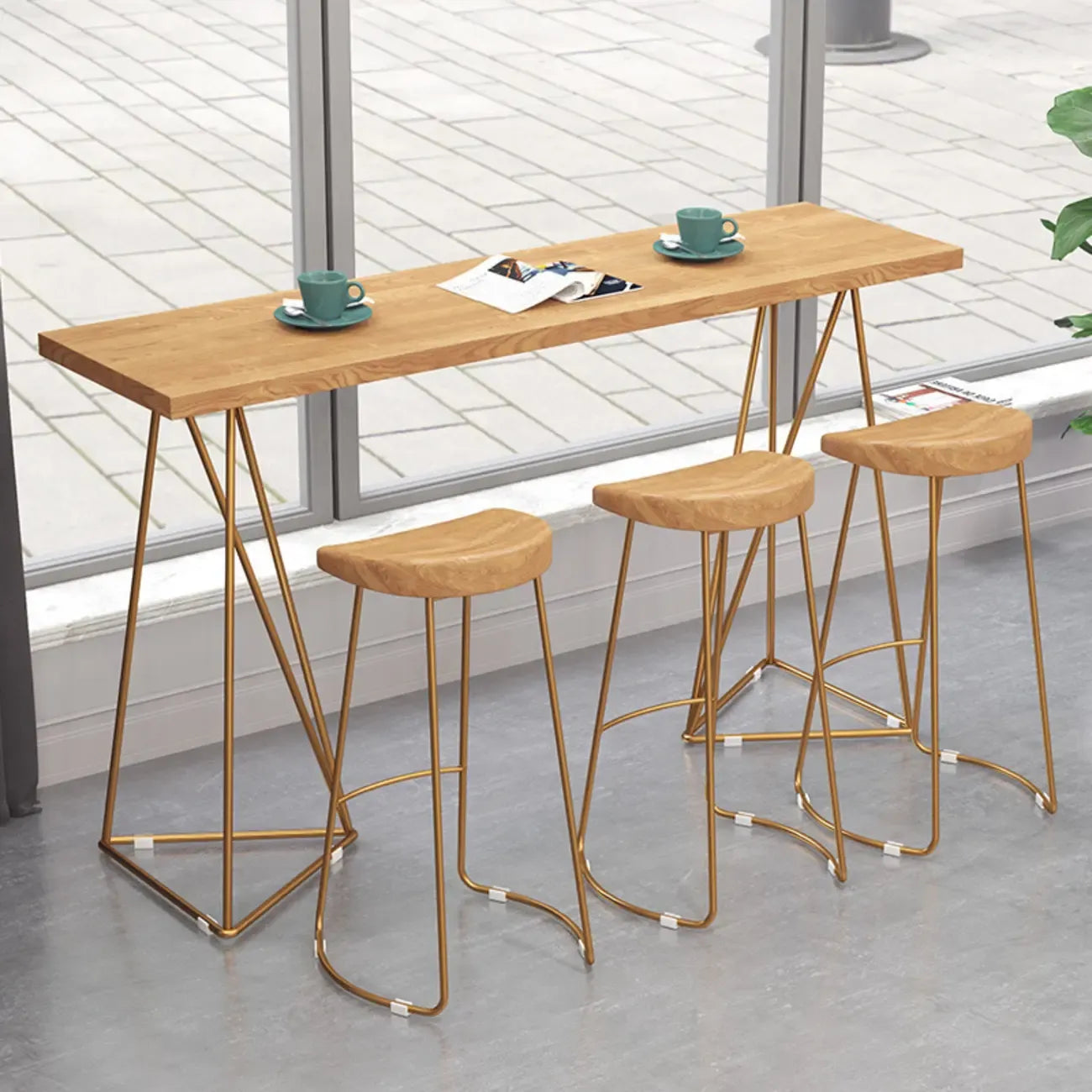 Tables de bar fixes en bois finition naturelle glamour