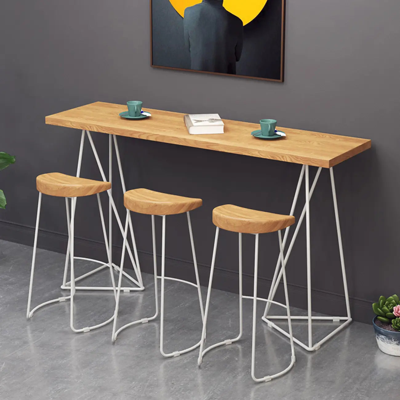 Tables de bar fixes en bois finition naturelle glamour